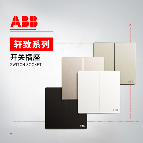 ABB 开关插座 轩致系列 香槟银 二位中标二三极插座 10A AF205-CS